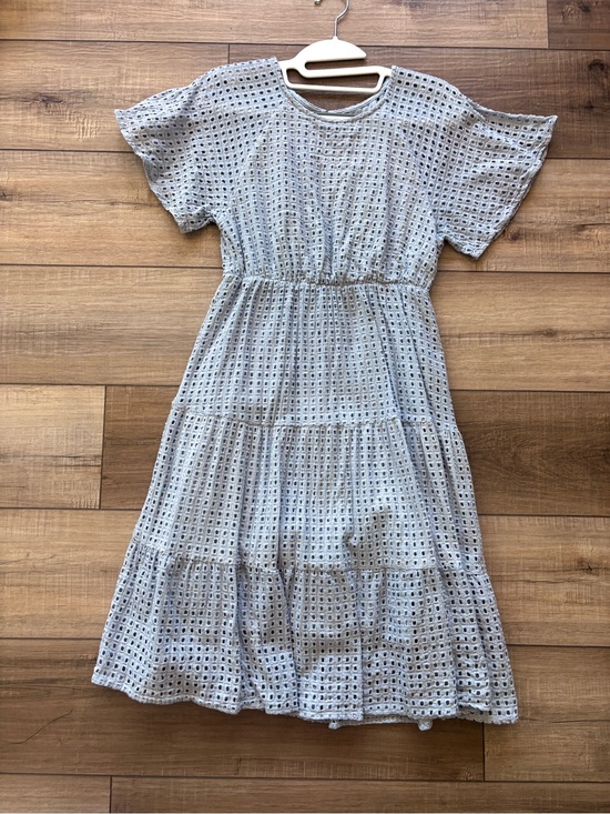 Ces Femme Dresses & Skirts - Ces Femme Light Blue Eyelet knee length tiered Midi Dress